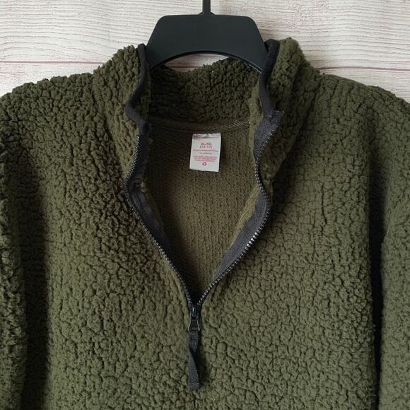 No Boundaries Juniors' Green Quarter Zip Sherpa Pullover Sweater XL (15-17) - Picture 4 of 10